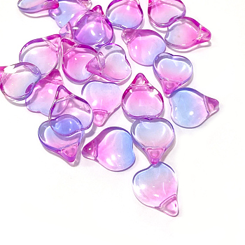 Imitation Jade Glass Charms, Petaline Shape, Lilac, 15x12x4.5mm, Hole: 1mm