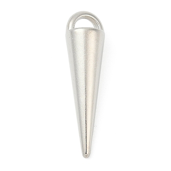 CCB Plastic Pendants, Cone, with Loop, Platinum, 34.5x9.5x9.5mm, Hole: 3~5.5mm