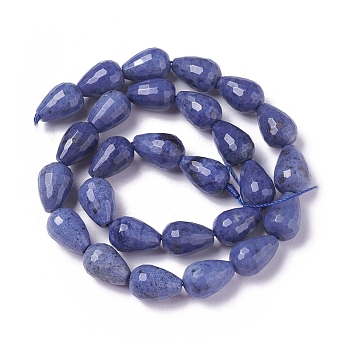 Natural Dumortierite Quartz Beads Strands, Faceted, Drop, 14~15x10~10.5mm, Hole: 1mm, about 25pcs/strand, 15.15 inch