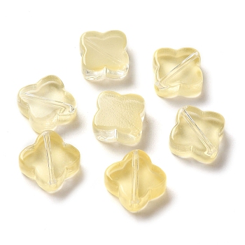 Transparent Glass Beads, Rhombus, Yellow, 11.5x11.5x4.5mm, Hole: 1.2mm