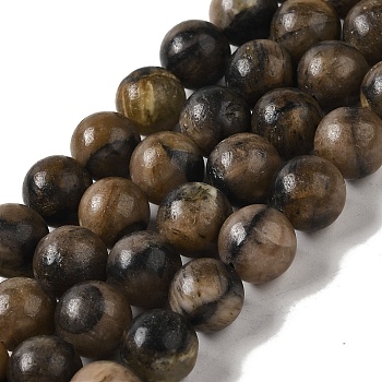 Natural Chiastolite Beads Strands, Round, 10mm, Hole: 1.2mm, about 41pcs/strand, 16.38''(41.6cm)