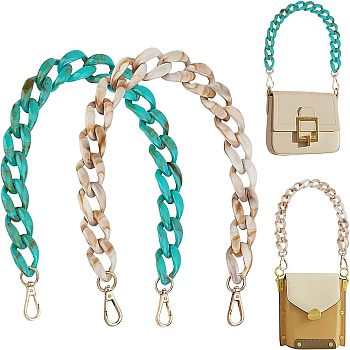 CHGCRAFT 2 Pcs 2 Colors Acrylic Curb Chain Bag Tape, with Zinc Alloy Swivel Clasps, Mixed Color, 21-1/4 inch(54cm), 1pc/color