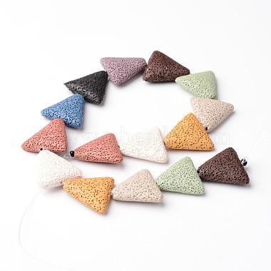 Dyed Triangle Synthetic Lava Rock Beads Strands(G-F259-03)-2