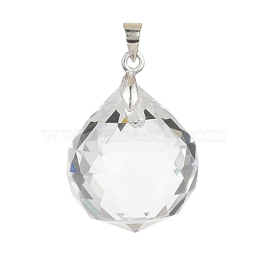 Silver Clear Teardrop Glass Pendants
