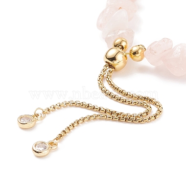 Bracelet coulissant en perles de quartz rose naturel et perles(BJEW-JB08334-02)-5