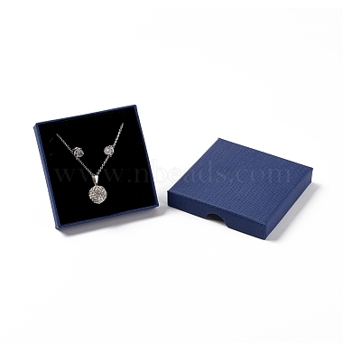 Dark Blue Square Paper Necklace Box
