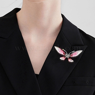 Bling Resin Butterfly Brooch Pin with Crystal Rhinestone(JEWB-P016-04P-02)-2