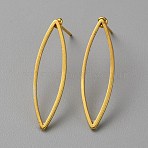 Golden Brass Hollow Geometric Stud Earrings, Horse Eye, 28x7.5mm(EJEW-WH0012-127F)