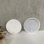 Tree of Life DIY Silicone Coaster Molds, Decoration Making, Resin Casting Molds, For UV Resin, Epoxy Resin Jewelry Making, White, 108x104x9mm, Inner Diameter: 98mm(DIY-E073-03A)