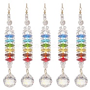 Chakra Natural Quartz Crystal & White Agate Suncatchers, Teardrop Pendant Rainbow Maker, for Window Home Garden Hanging Ornaments, Colorful, 234mm(HJEW-JM00909)