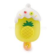 Ice Cream with Fruit PVC Plastic Pendants, Pineapple, 52.5x29.5x19mm, Hole: 3mm(KY-S172-11A)