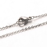 304 Stainless Steel Cable Chain Necklaces, with Lobster Claw Clasps, Stainless Steel Color, 19.7 inch(50cm)(NJEW-M124-01P)