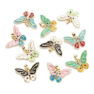 Brass Micro Pave Cubic Zirconia Pendants, with Enamel, Real 18K Gold Plated, Long-Lasting Plated, Butterfly, Mixed Color, 22x32.5x3mm, Hole: 6x3mm(ZIRC-M115-41G)