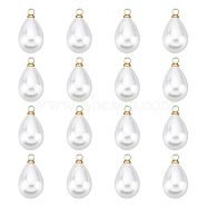 BENECREAT ABS Plastic Imitation Pearl Pendants, with Brass Findings, Teardrop, Real 18K Gold Plated, Real 18K Gold Plated, 17.5x10x10mm, Hole: 1.6mm, 40pcs/box(KK-BC0010-75)