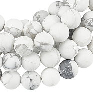 3 Strands Natural Howlite Beads Strands, Frosted, Round, 8mm, Hole: 1mm, about 48pcs/strand, 15.1 inch(38.35cm)(G-GO0001-07)
