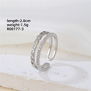 Fashionable Irregular Design Brass Cuff Ring, Elegant Geometric Accessory for Women, Platinum(SD5777-3)