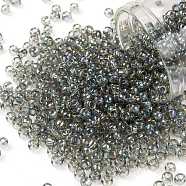 TOHO Round Seed Beads, Japanese Seed Beads, (176) Transparent AB Black Diamond, 8/0, 3mm, Hole: 1mm, about 222pcs/bottle, 10g/bottle(SEED-JPTR08-0176)