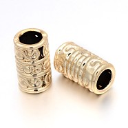 Alloy Beads, Long-Lasting Plated, Cadmium Free & Nickel Free & Lead Free, Column, Light Gold, 13.5x8mm, Hole: 5mm(PALLOY-E390-04G-NR)