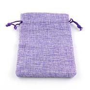 Burlap Packing Pouches Drawstring Bags, Medium Purple, 9x7cm(ABAG-Q050-7x9-03)