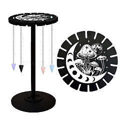 Wooden Wheel, Wooden Display Shelf, Black Holder Stand, Rustic Divination Pendulum Storage Rack, Witch Stuff, Mushroom, Wheel: 120x8mm, 2pcs, Studdle: 288x12mm, 1pc(DJEW-WH0046-116)