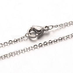 Tarnish Resistant 304 Stainless Steel Cable Chain Necklaces, with Lobster Claw Clasps, Stainless Steel Color, 19.7 inch(50cm)(NJEW-M124-01P)