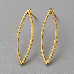 Golden Brass Hollow Geometric Stud Earrings, Horse Eye, 28x7.5mm(EJEW-WH0012-127F)