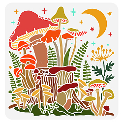 PET Hollow Out Drawing Painting Stencils, for DIY Scrapbook, Photo Album, Mushroom Pattern, 30x30cm(DIY-WH0391-0001)