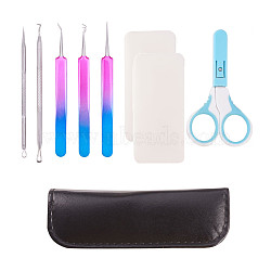 BENECREAT Facial Accessories Sets, with Remover Tool Kit, Plastic Scraper Tool and Stainless Steel Scissors, Mixed Color(MRMJ-BC0001-60)