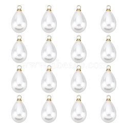 BENECREAT ABS Plastic Imitation Pearl Pendants, with Brass Findings, Teardrop, Real 18K Gold Plated, Real 18K Gold Plated, 17.5x10x10mm, Hole: 1.6mm, 40pcs/box(KK-BC0010-75)