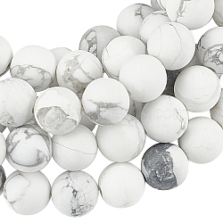 GOMAKERER 3 Strands Natural Howlite Beads Strands, Frosted, Round, 8mm, Hole: 1mm, about 48pcs/strand, 15.1 inch(38.35cm)(G-GO0001-07)