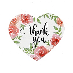 Coated Paper Thank You Greeting Card, Heart with Word Thank You Pattern, for Thanksgiving Day, Green, 60x70x0.3mm, Hole: 4mm, 30pcs/bag(DIY-C070-01E)