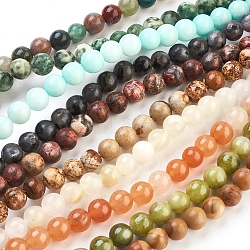 Mixed Gemstone Beads Strands, Round, 6mm, Hole: 0.8mm, about 64pcs/strand, 16 inch(M-GSR6MM)