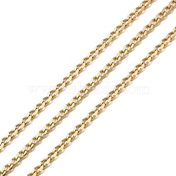 Ion Plating(IP) 304 Stainless Steel Faceted Curb Chains, Soldered, with Spool, Golden, 3.5x2x0.5mm, about 10m/Roll(CHS-G027-07G)