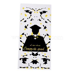OPP Plastic Storage Bags, Graduation Theme, for Candy, Cookies, Gift Packaging, Black, Rectangle, Graduation Theme Pattern, 27x13x0.01cm, 50pc/bag(ABAG-H109-04A)