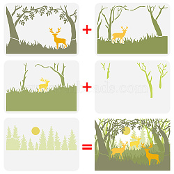 5Pcs 5 Styles PET Hollow Out Drawing Painting Stencils, for DIY Scrapbook, Photo Album, Flower & Leaf, Deer, 210x297mm, 1pc/style(DIY-WH0394-0170)