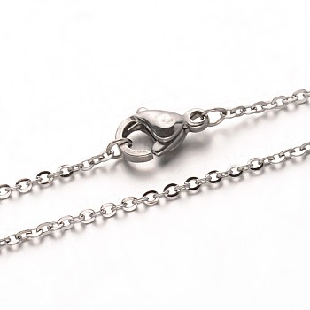 304 Stainless Steel Cable Chain Necklaces, with Lobster Claw Clasps, Stainless Steel Color, 19.7 inch(50cm)