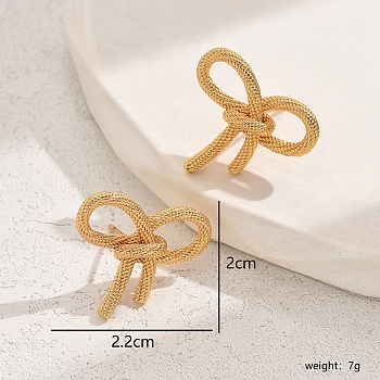 Vintage Stainless Steel Texture Butterfly Tassel Stud Earrings for Women, Golden, 20x22mm