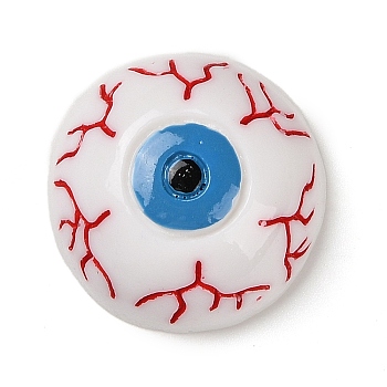 Bloodshot Eye Halloween Opaque Resin Decoden Cabochons, Halloween Jewelry Craft, Blue, 24x11.5mm