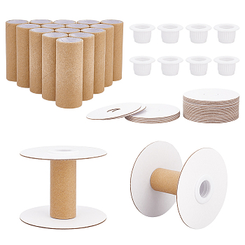 Elite Paper Thread Winding Bobbins, with Plastic Finding, for Cross-Stitch Embroidery Sewing Tool, BurlyWood, 80x60mm, 16 sets/box