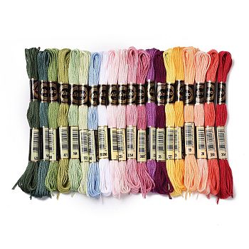 20 Skeins 20 Colors 6-Ply Polyester Embroidery Floss, Cross Stitch Threads, Flower Color Series, Mixed Color, 0.5mm, about 8.75 Yards(8m)/Skein, 20 colors, 1 skein/color, 20 skeins/set