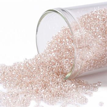 TOHO Round Seed Beads, Japanese Seed Beads, (106) Transparent Luster Rosaline, 15/0, 1.5mm, Hole: 0.7mm, about 15000pcs/50g