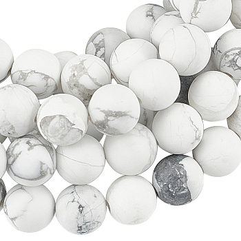 3 Strands Natural Howlite Beads Strands, Frosted, Round, 8mm, Hole: 1mm, about 48pcs/strand, 15.1 inch(38.35cm)