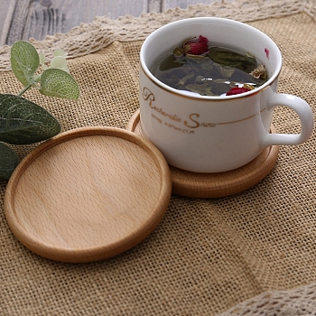 Wood Cup Mats, Coasters, Serving Cup Tray, Flat Round, 88mm