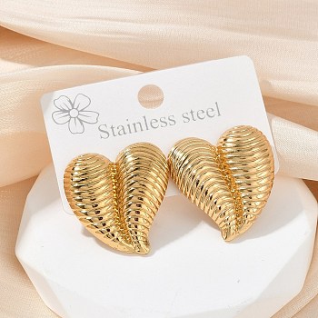 Heart 304 Stainless Steel Stud Earrings, Ion Plating(IP), Golden, 25.5x23.5mm