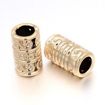 Alloy Beads, Long-Lasting Plated, Cadmium Free & Nickel Free & Lead Free, Column, Light Gold, 13.5x8mm, Hole: 5mm