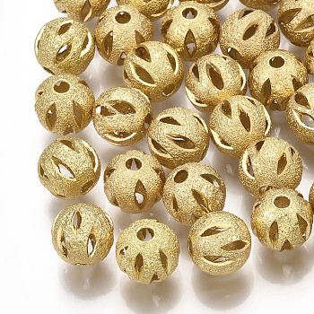 Brass Filigree Beads, Filigree Ball, Round, Textured, Round, Real 18K Gold Plated, 10mm, Hole: 1.6mm