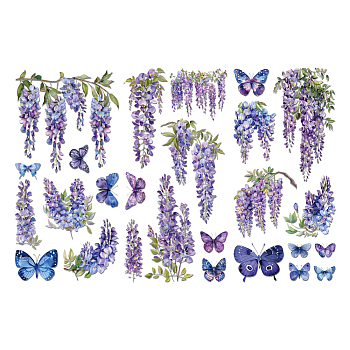 3 Sheets 3 Styles PVC Waterproof Decorative Stickers, Self Adhesive Decals for Furniture Decoration, Butterfly, 300x150mm, 1 sheet/style