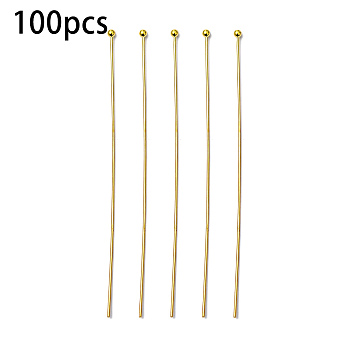 100Pcs Brass Ball Head Pins, Golden, 70x0.7mm, 21 Gauge, Head: 1.85mm