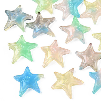 Opaque Cellulose Acetate(Resin) Cabochons, Starfish, Mixed Color, 19.5x20.5x4mm