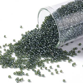 TOHO Round Seed Beads, Japanese Seed Beads, (119) Transparent Luster Olivine, 15/0, 1.5mm, Hole: 0.7mm, about 15000pcs/50g